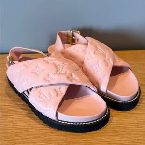 Louis Vuitton Light Pink Embossed Sandals
